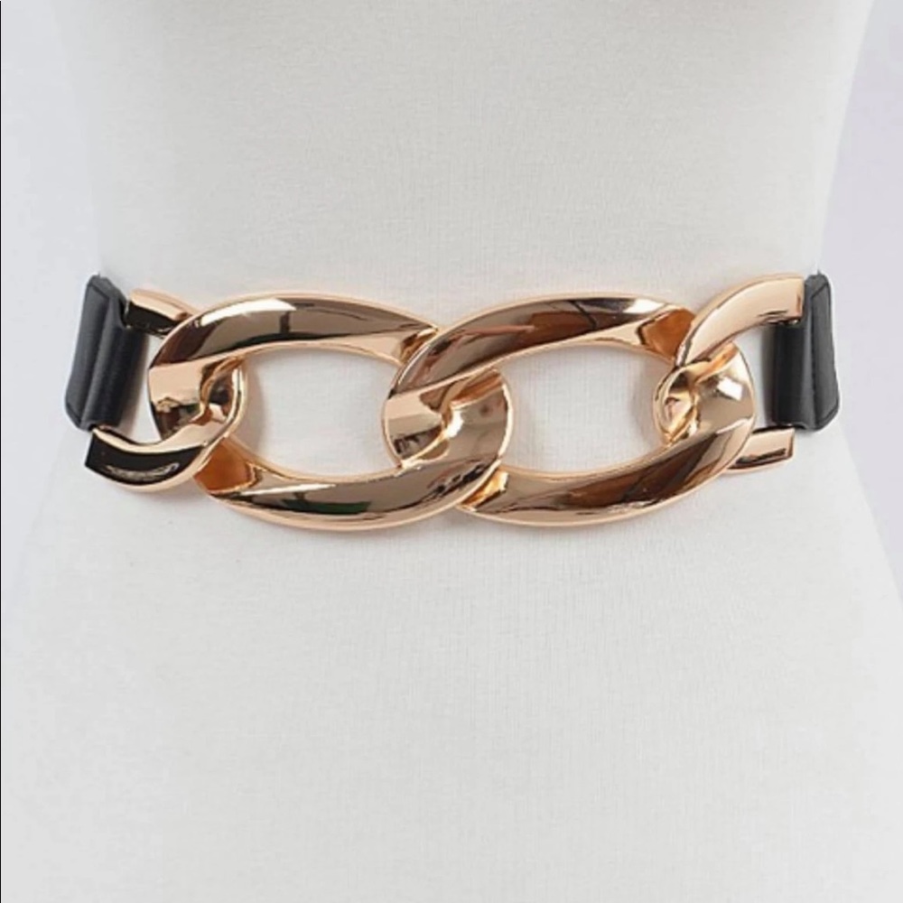 PLUS SIZE ELASTIC WAIST BELT  Gold Chunky chain
